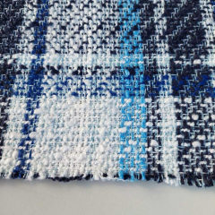 Boucle Stoff Karomuster Webware kariert Meterware, kobaltblau dunkelblau wei�