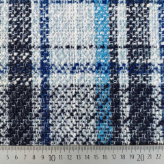 Boucle Stoff Karomuster Webware kariert Meterware, kobaltblau dunkelblau wei�