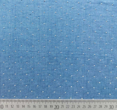 Jeansstoff kleine Glitzerpunkte Foliendruck 3 D, silber hellblau