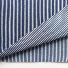 Jeans Stoff mit Stretch Streifen Meterware Denim, wei� dunkelblau