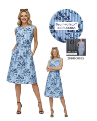 Baumwollstoff Streifen Blumendruck Webware Meterware, dunkelblau hellblau wei�