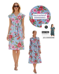 Baumwollstoff Streifen Blumendruck Webware Meterware, pink hellblau wei�