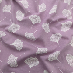 Jerseystoff Ginkgobl�tter Metware, wei� flieder