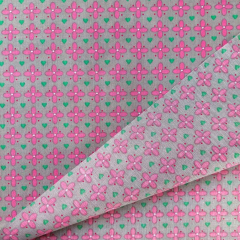 Baumwollstoff Popeline Blumen Herzen Meterware, rosa grau