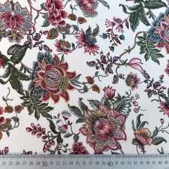 Viskose Satin Stoff Blusenstoff Blumen Meterware seidig fein - weinrot armygr�n ecrue - Made in Italy