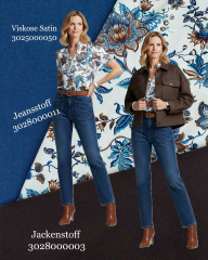 Baumwolljeansstoff mit Stretch uni, mittelblau