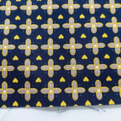 Baumwollstoff Popeline Blumen Herzen Meterware, beige gelb dunkelblau