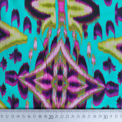 Viskose Satin Stoff Ethnomuster Ibiza Style - beere limegreen t�rkis