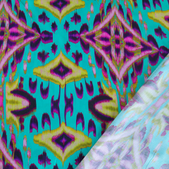 Viskose Satin Stoff Ethnomuster Ibiza Style - beere limegreen t�rkis