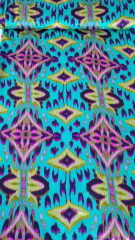 Viskose Satin Stoff Ethnomuster Ibiza Style - beere limegreen t�rkis