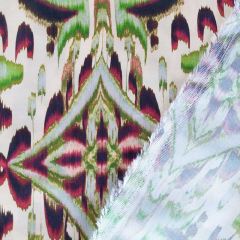 Viskose Satin Stoff Ethnomuster Ibiza Style - weinrot gr�n beige