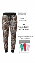 French Terry Sweatstoff Leopardenmuster, schwarz beige