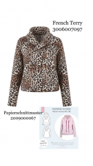 French Terry Sweatstoff Leopardenmuster, schwarz beige
