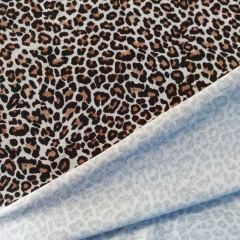 French Terry Sweatstoff Leoprint Meterware, schwarz beige