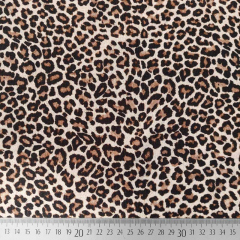 French Terry Sweatstoff Leoprint Meterware, schwarz beige
