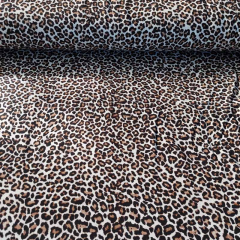 French Terry Sweatstoff Leoprint Meterware, schwarz beige