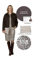 Hosenstretch Stoff Bengalin Leopardenmuster, matt braun cremewei�