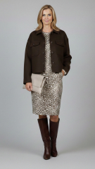 Hosenstretch Stoff Bengalin Leopardenmuster, matt braun cremewei�