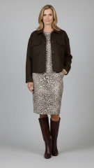 Hosenstretch Stoff Bengalin Leopardenmuster, matt braun cremewei�