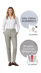 Hosenstretch Stoff Bengalin Glencheck Muster, hellgr�n matt braun hellbeige