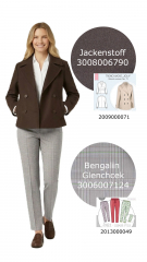 Hosenstretch Stoff Bengalin Glencheck Muster, hellgr�n matt braun hellbeige