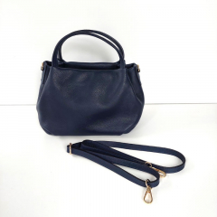 Ledertasche kurze Henkel, gold Schnallen - dunkelblau - Made in Italy