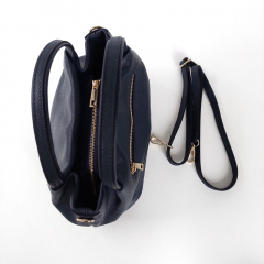 Ledertasche kurze Henkel, gold Schnallen - dunkelblau - Made in Italy