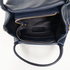 Ledertasche kurze Henkel, gold Schnallen - dunkelblau - Made in Italy