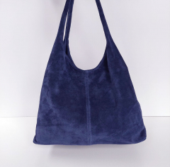 Wildleder Tasche Hobo Bag Shopper - Blue Notte (jeansblau) - Made in Italy
