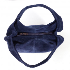 Wildleder Tasche Hobo Bag Shopper - Blue Notte (jeansblau) - Made in Italy