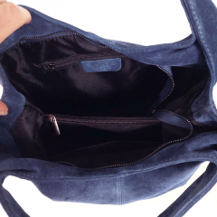 Wildleder Tasche Hobo Bag Shopper - Blue Notte (jeansblau) - Made in Italy