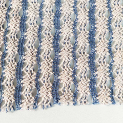 H�kelstoff Streifen Meterware, jeansblau beige