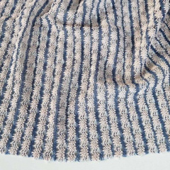 H�kelstoff Streifen Meterware, jeansblau beige