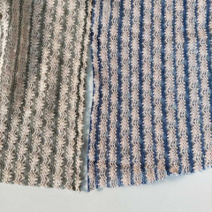 H�kelstoff Streifen Meterware, jeansblau beige