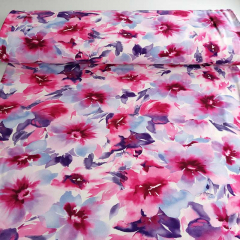 French Terry Sweatstoff Blumen Sommersweat, rosa pink lila