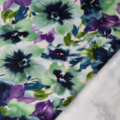 French Terry Sweatstoff Blumen Sommersweat, blau lila gr�n