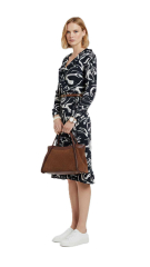 Viskose Satin Stoff abstraktes Muster marmorierter Look, wei� dunkelblau