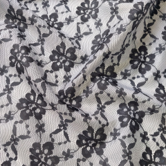 Futterstoff Spitze Blumendruck glatt weich, schwarz rosa