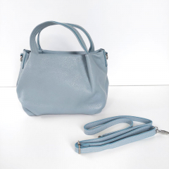 Ledertasche kurze Henkel, gold Schnallen - icy blue - Made in Italy