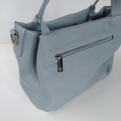 Ledertasche kurze Henkel, gold Schnallen - icy blue - Made in Italy