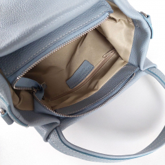 Ledertasche kurze Henkel, gold Schnallen - icy blue - Made in Italy