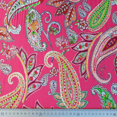 Viskose Jersey Stoff Paisleymuster, koralle-rot