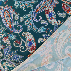 Viskose Jersey Stoff Paisleymuster, petrol
