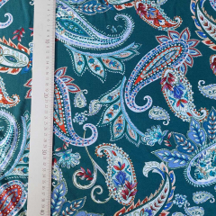 Viskose Jersey Stoff Paisleymuster, petrol