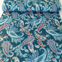 Viskose Jersey Stoff Paisleymuster, petrol