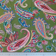 Viskose Jersey Stoff Paisleymuster, hellgr�n