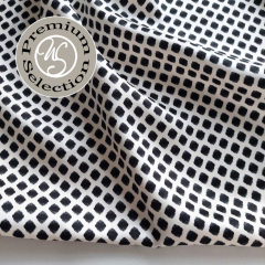 Viskose Satin Stoff Rauten Meterware seidig fein - schwarz cremewei� - Made in Italy