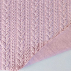 Jacquardjersey Stoff Zopfmuster, rosa