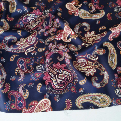 Viskose Satin Stoff Blusenstoff Blumen Paisleymuster- weinrot hellbeige dunkelblau- Made in Italy