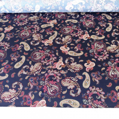 Viskose Satin Stoff Blusenstoff Blumen Paisleymuster- weinrot hellbeige dunkelblau- Made in Italy